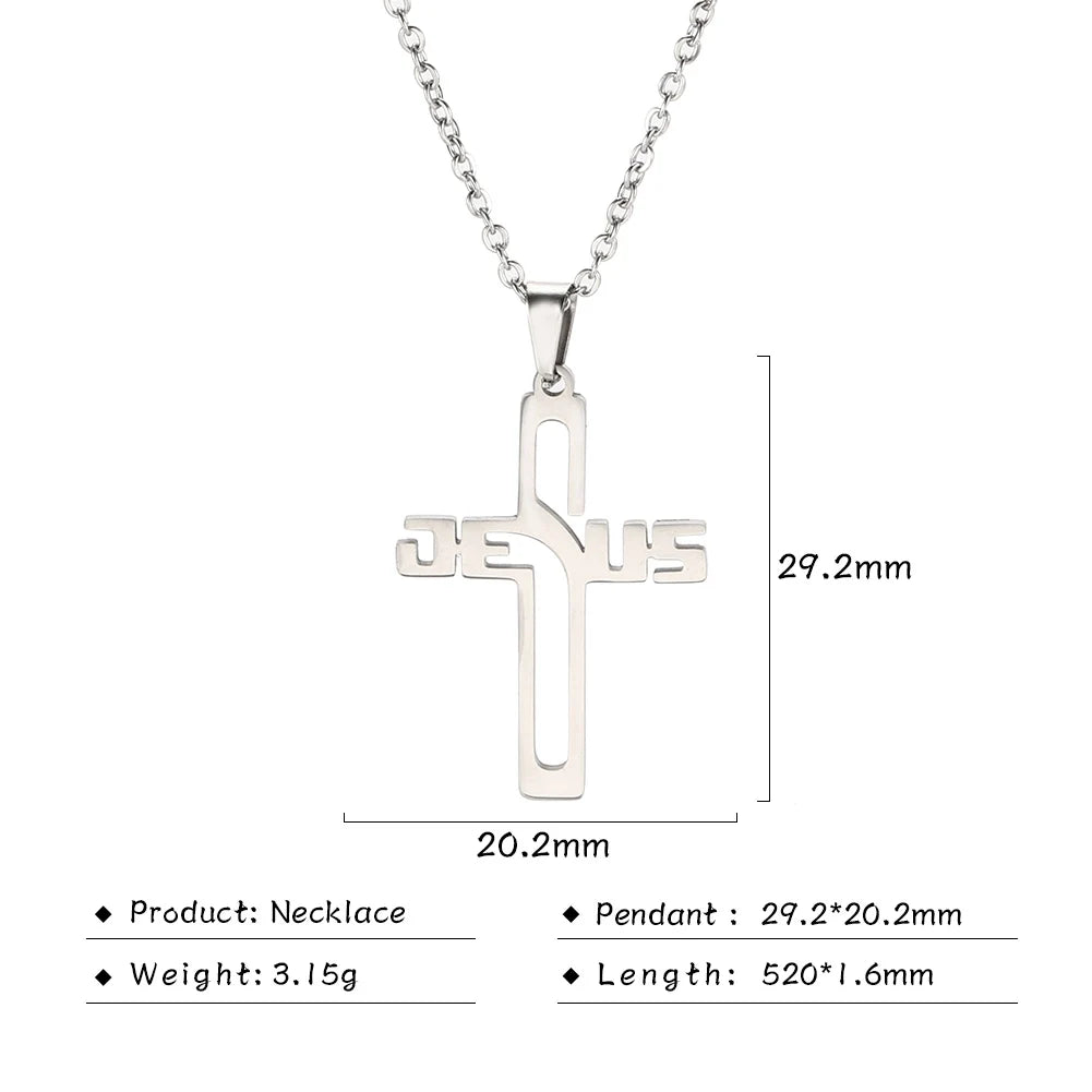 Cazador Jesus Cross Hollow Pendant Necklaces