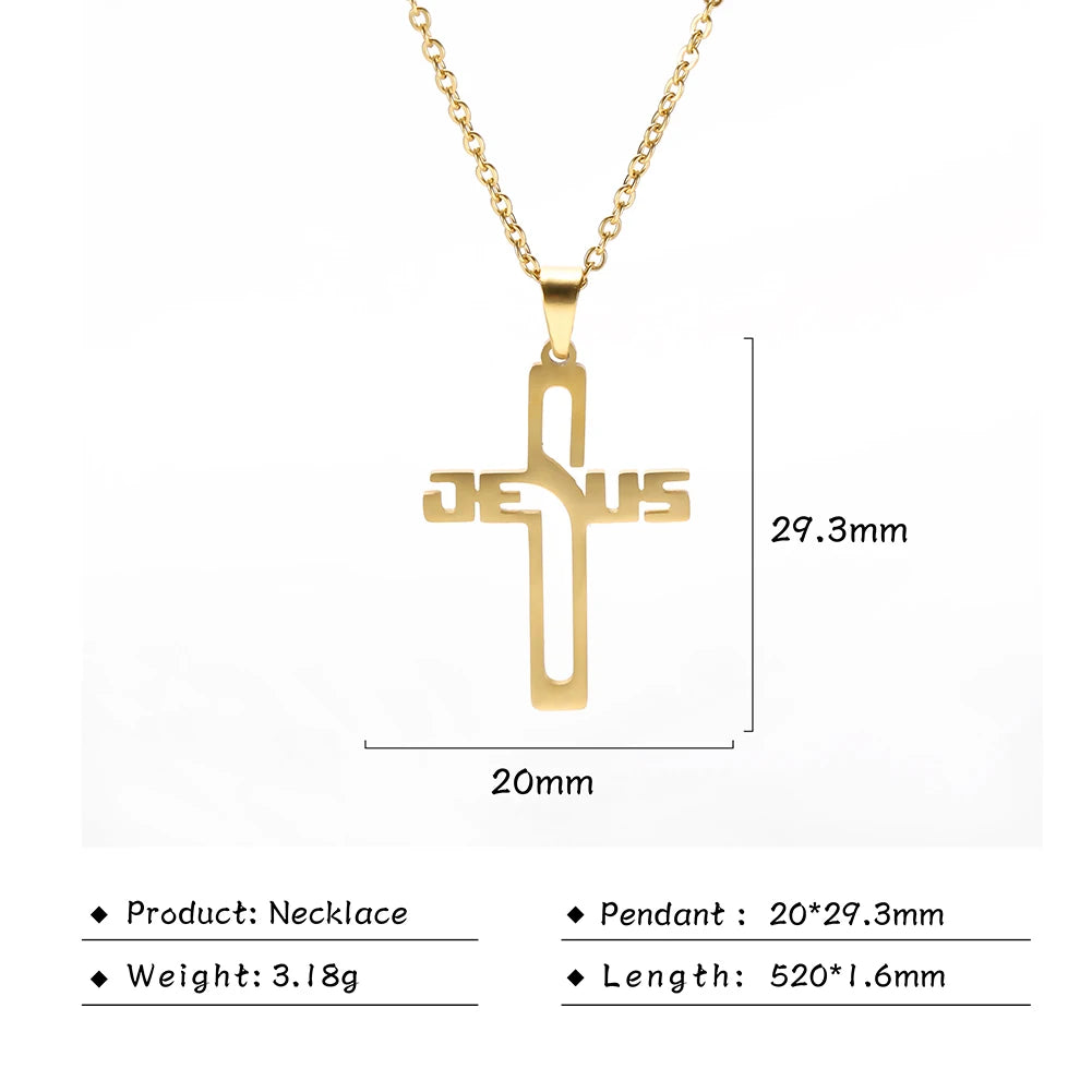 Cazador Jesus Cross Hollow Pendant Necklaces
