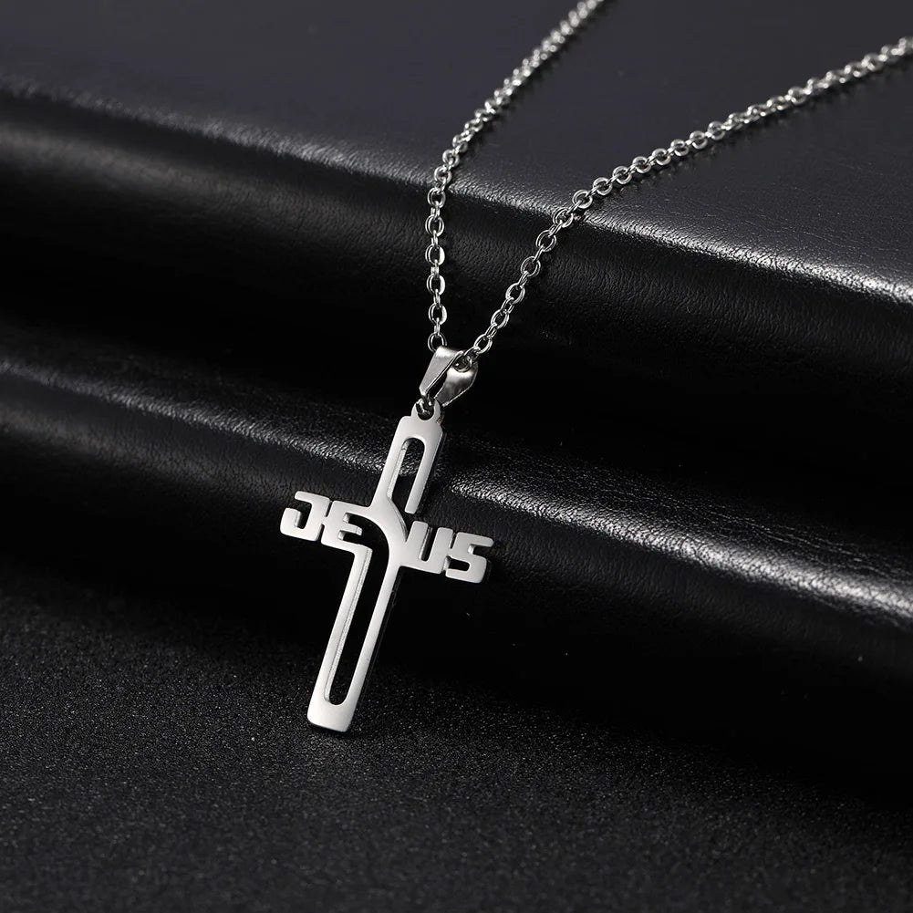Cazador Jesus Cross Hollow Pendant Necklaces