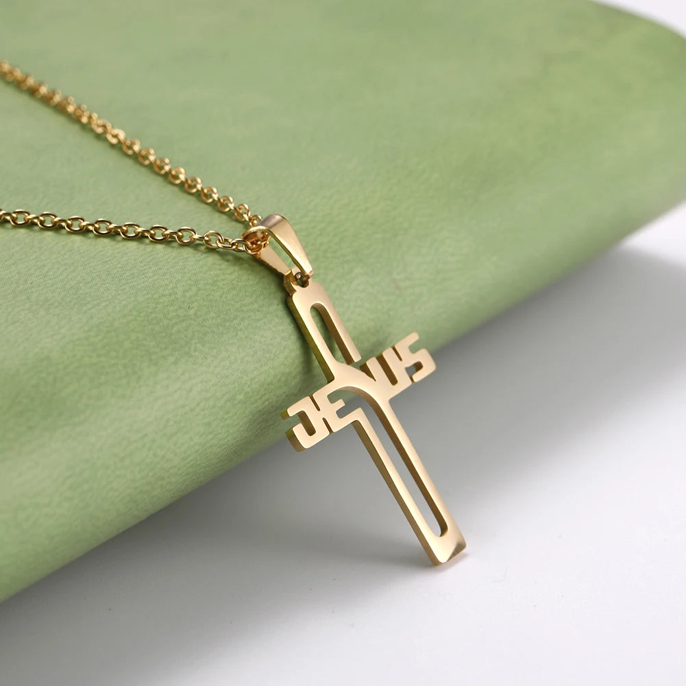 Cazador Jesus Cross Hollow Pendant Necklaces