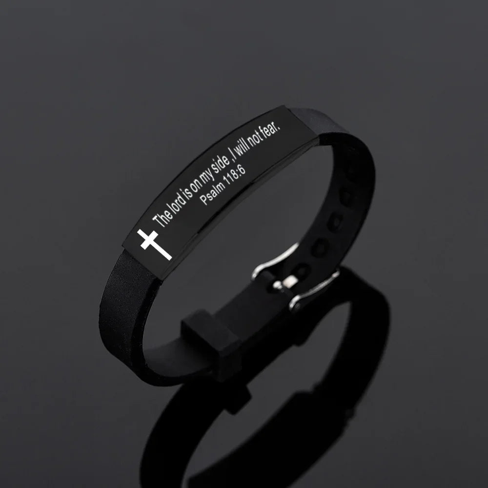 Bible Silicone Bracelet Men's Black Cross Bracelets