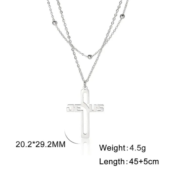 Cazador Jesus Cross Hollow Pendant Necklaces