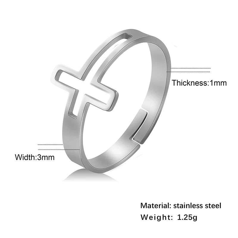 Adjustable Geometric Crucifix Rings
