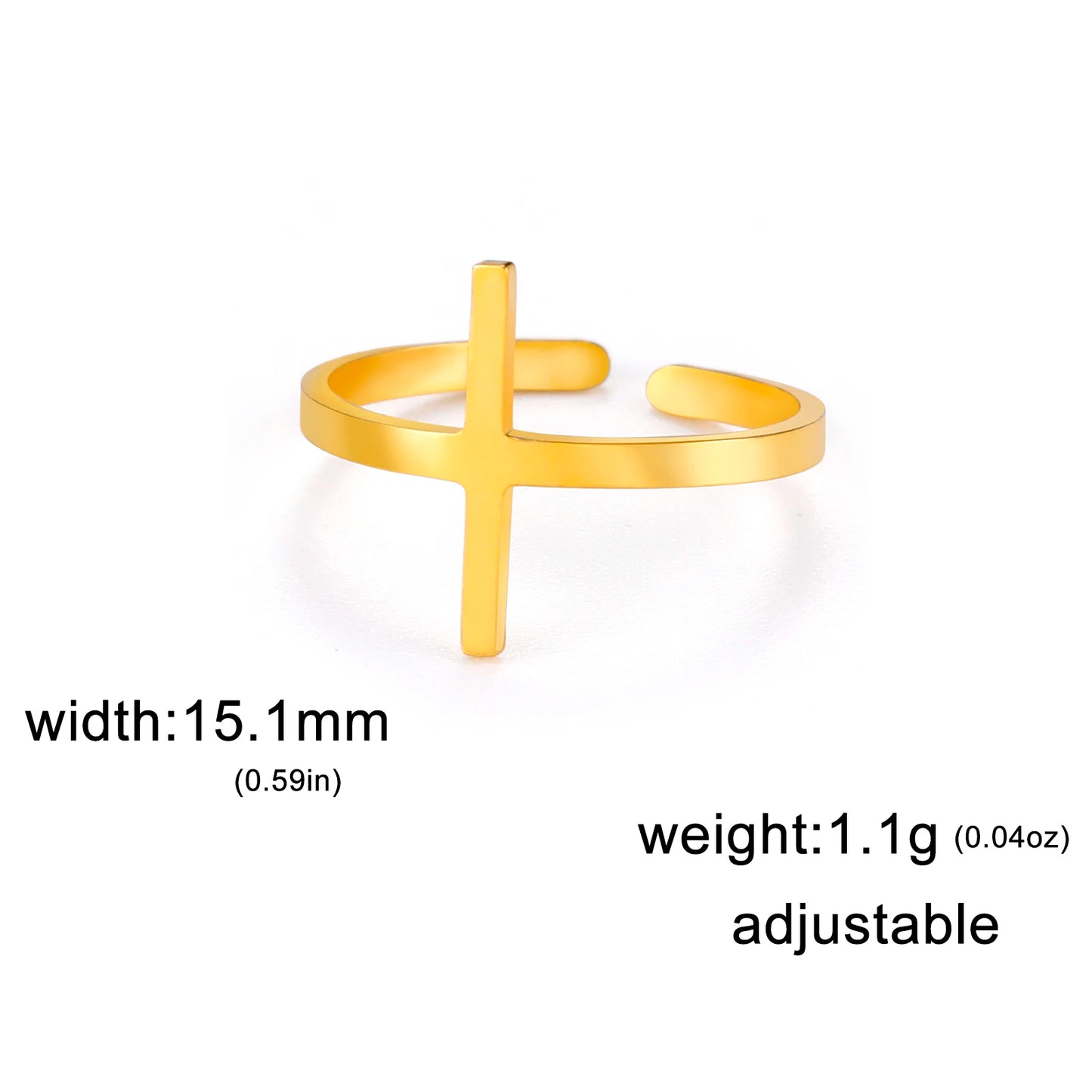 Adjustable Geometric Crucifix Rings