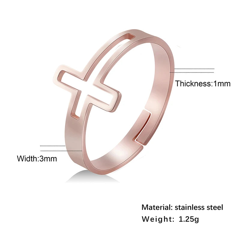 Adjustable Geometric Crucifix Rings