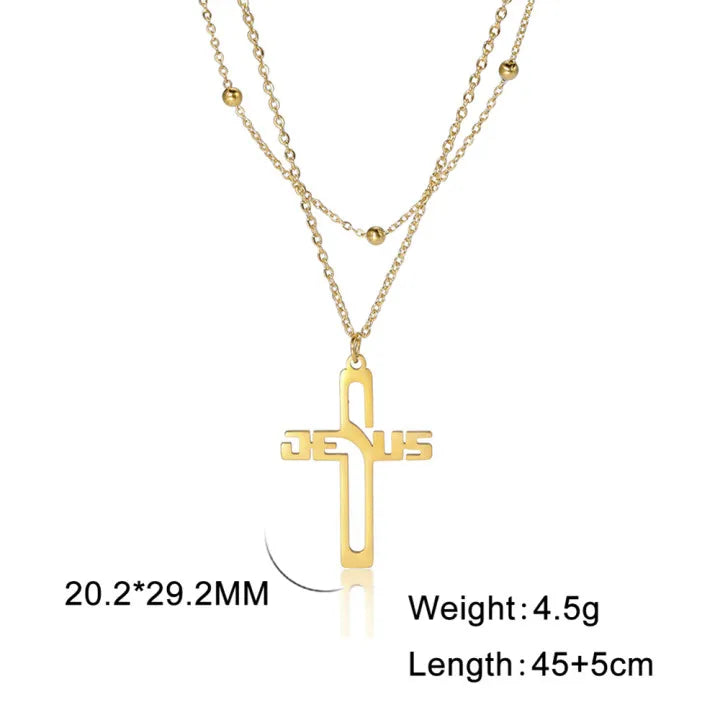 Cazador Jesus Cross Hollow Pendant Necklaces