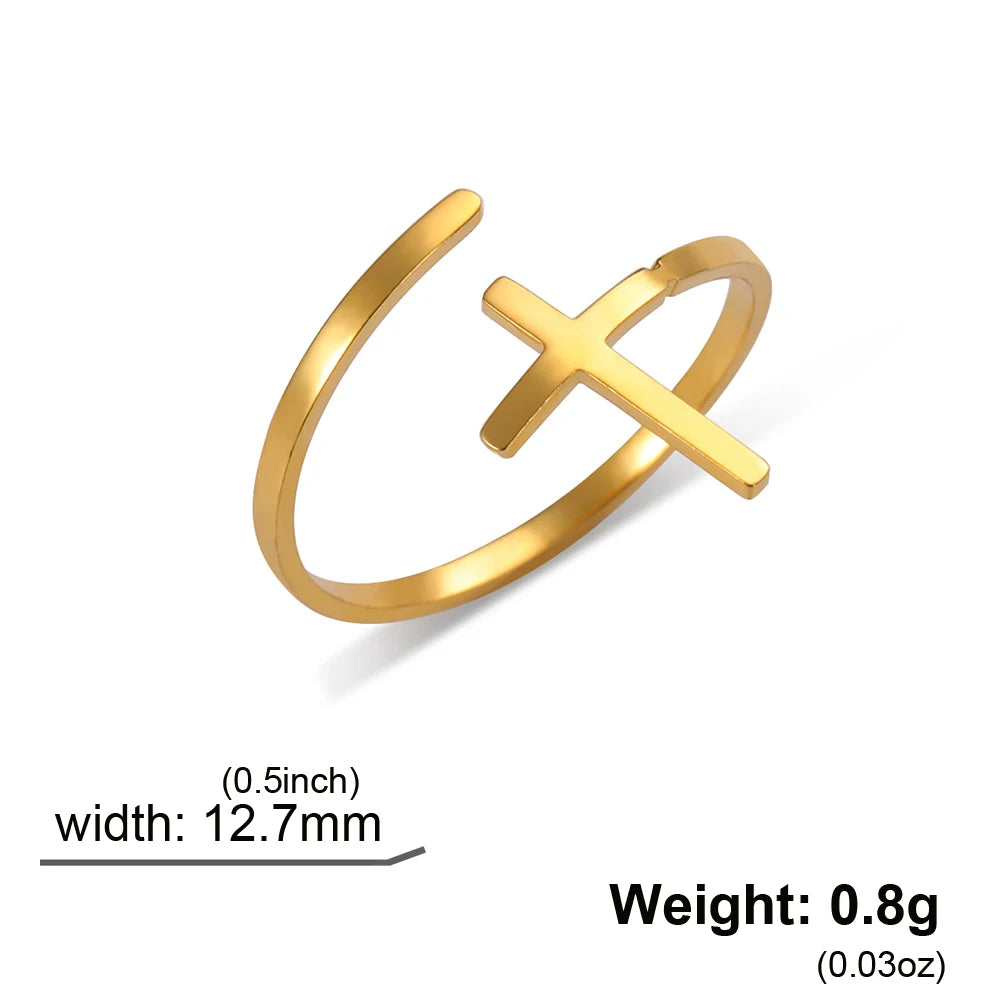 Adjustable Geometric Crucifix Rings