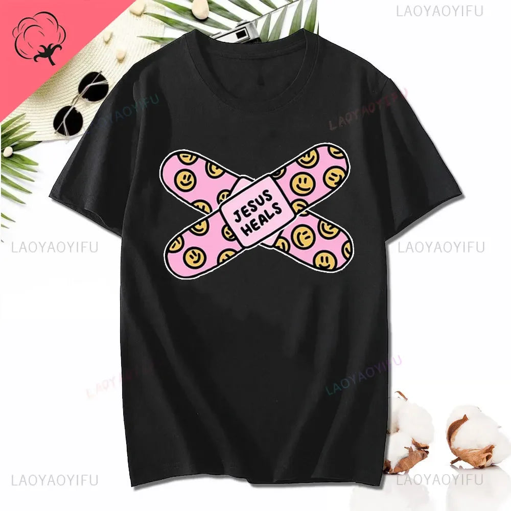 Kawaii Jesus Bandage Print Modal T-Shirts