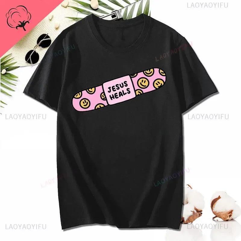 Kawaii Jesus Bandage Print Modal T-Shirts
