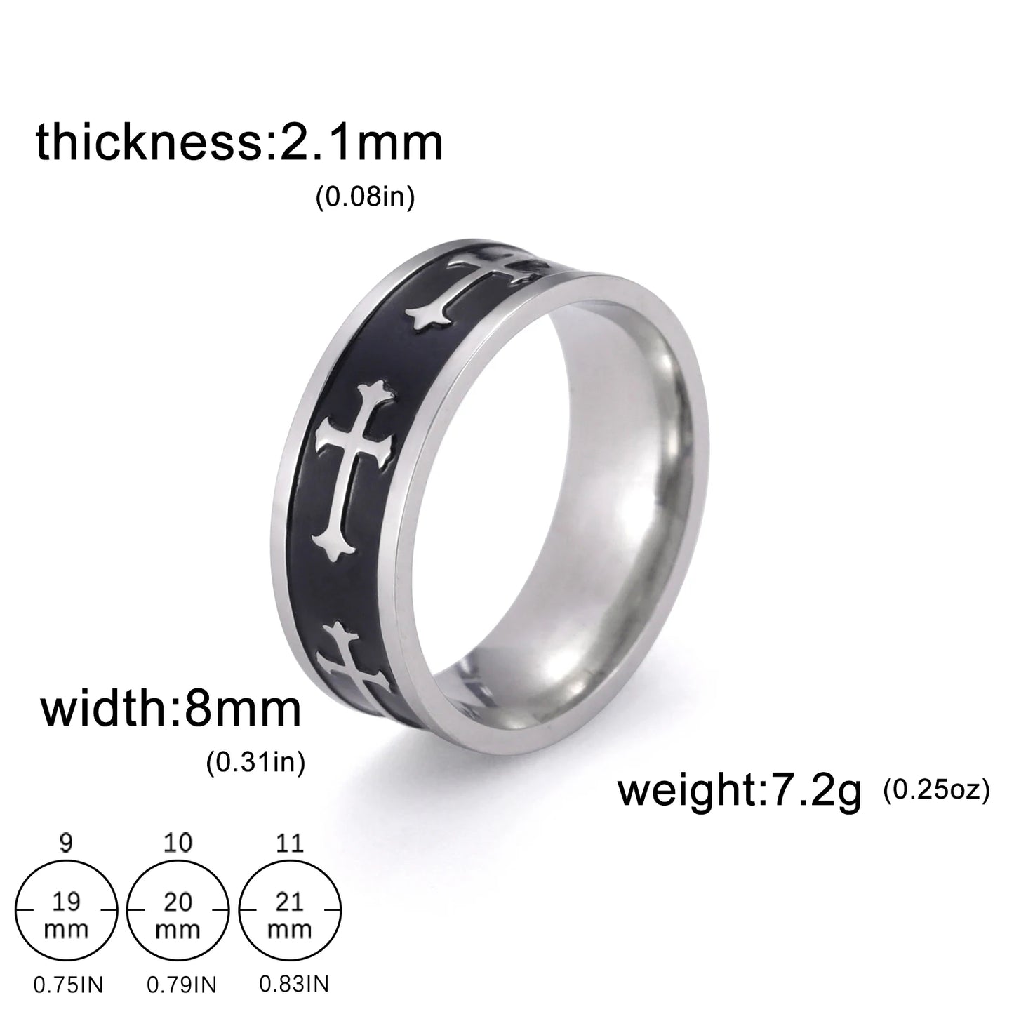 Jeshayuan 8MM Wide Jesus Cross Ring