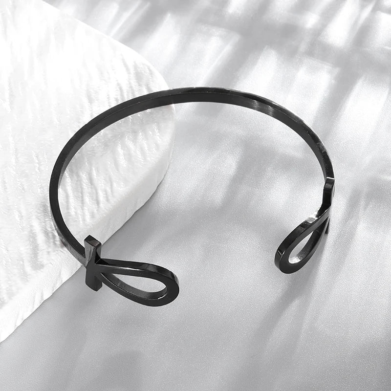 Christian Side Jesus Cross Simple Cuff Bracelet