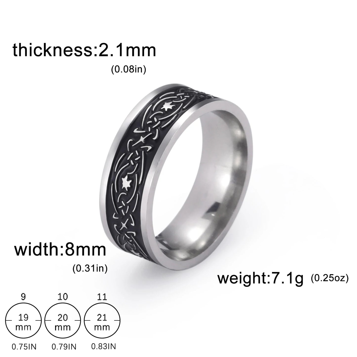 Jeshayuan 8MM Wide Jesus Cross Ring