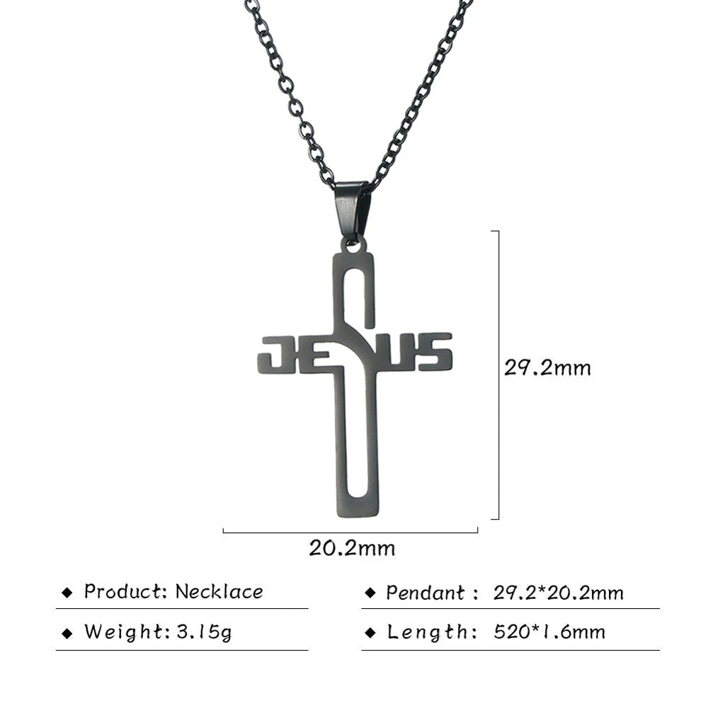 Cazador Jesus Cross Hollow Pendant Necklaces