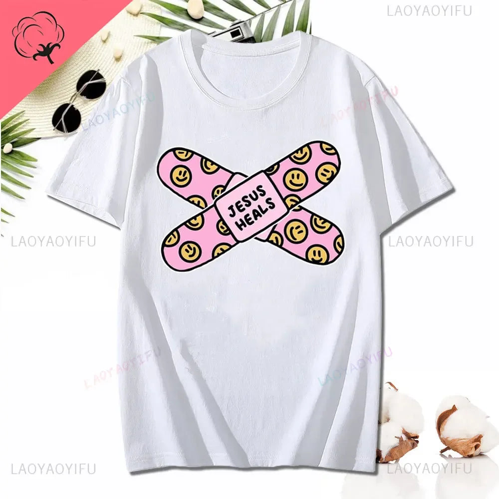Kawaii Jesus Bandage Print Modal T-Shirts