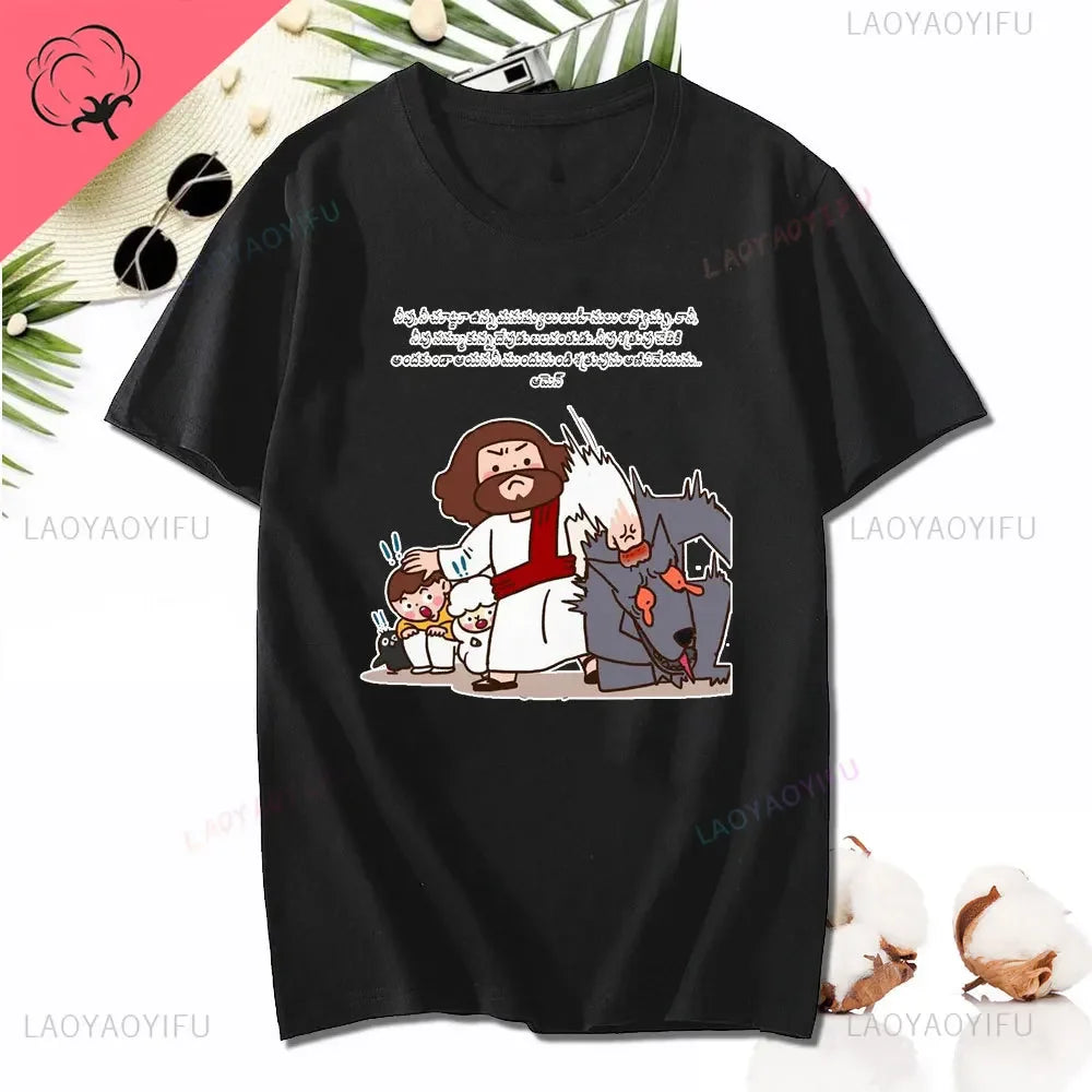 Kawaii Jesus Bandage Print Modal T-Shirts