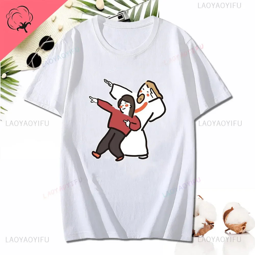 Kawaii Jesus Bandage Print Modal T-Shirts