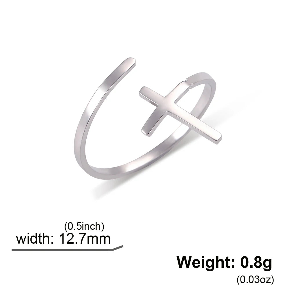 Adjustable Geometric Crucifix Rings