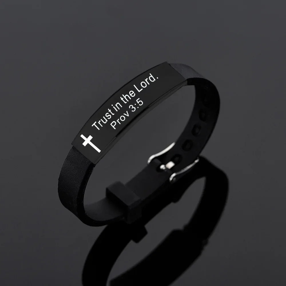 Bible Silicone Bracelet Men's Black Cross Bracelets