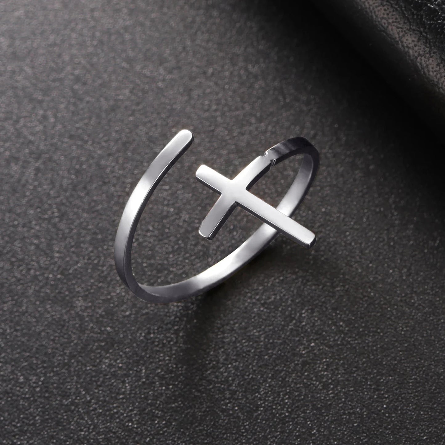 Adjustable Geometric Crucifix Rings