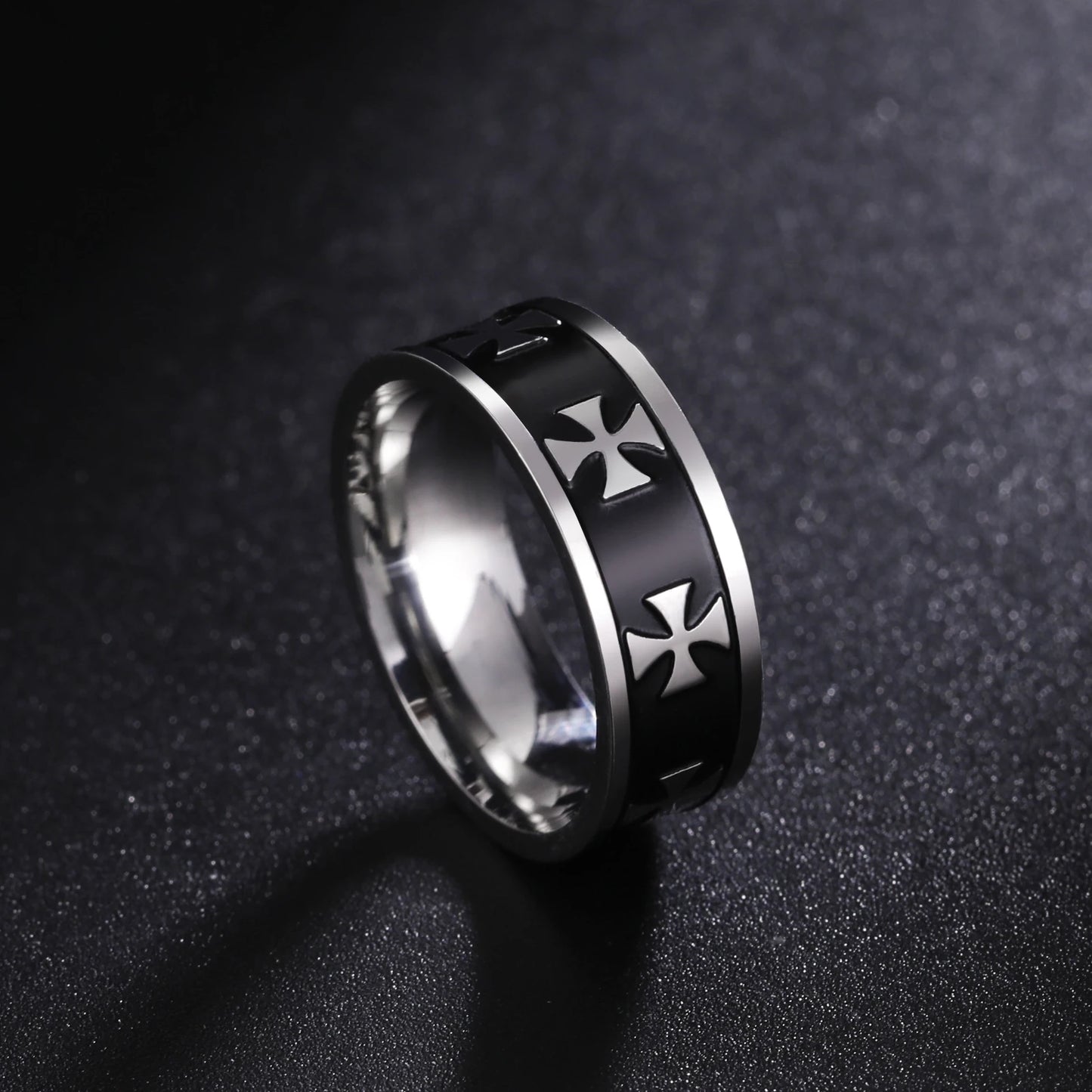 Jeshayuan 8MM Wide Jesus Cross Ring