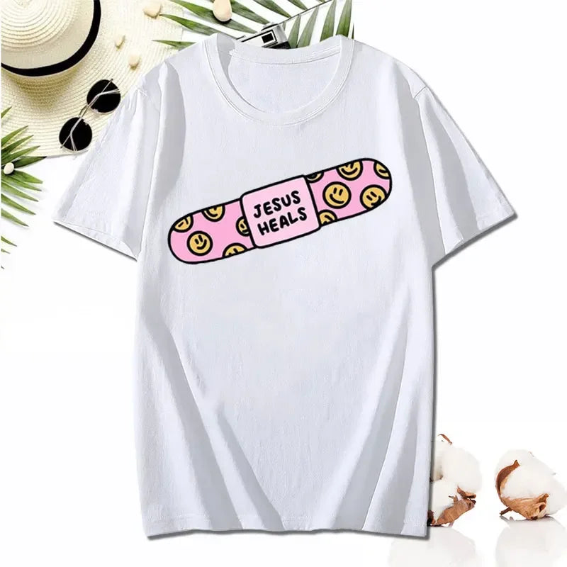 Kawaii Jesus Bandage Print Modal T-Shirts