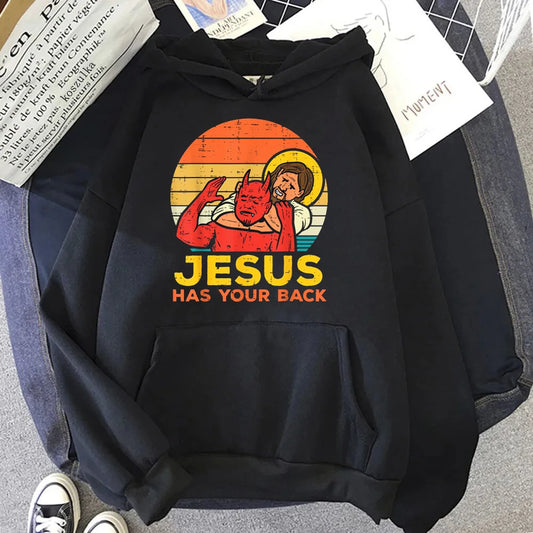 Jesus Has Your Back Jiu Jitsu Retro Hoodie